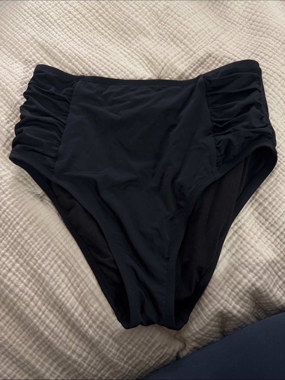 Bar III High-Waist Ruched Side Bikini Bottoms - Black